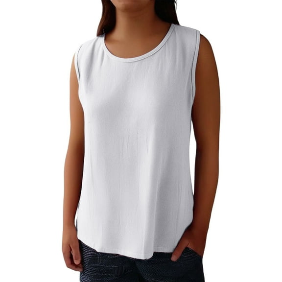 Uooqdmx Linen Tank Top Gauze Tank Tops for Women Plain Tank Tops for Women Womens Tank Tops Loose Fit Womens Tank Tops Casual, White XXL