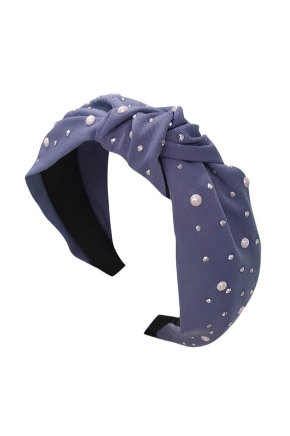 Pearl Headband Knotted Headband for Women Jeweled Headbands for Women Hair Accessories for Women Head Bands Non Slip Hair Bands Diademas Para Mujer De Moda Blue