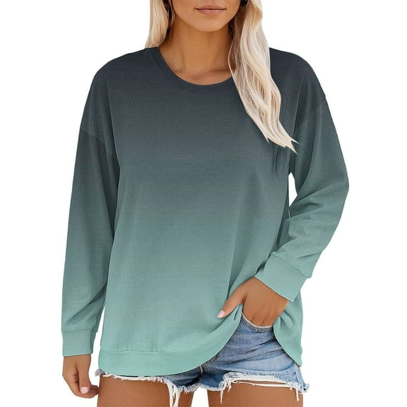 Uooqdmx Plus Size Tops for Women, T Shirts for Women Loose Fit, Womens Long Sleeve Tops, Tunic Tops, Plus Size Womens Clothing, Green XL