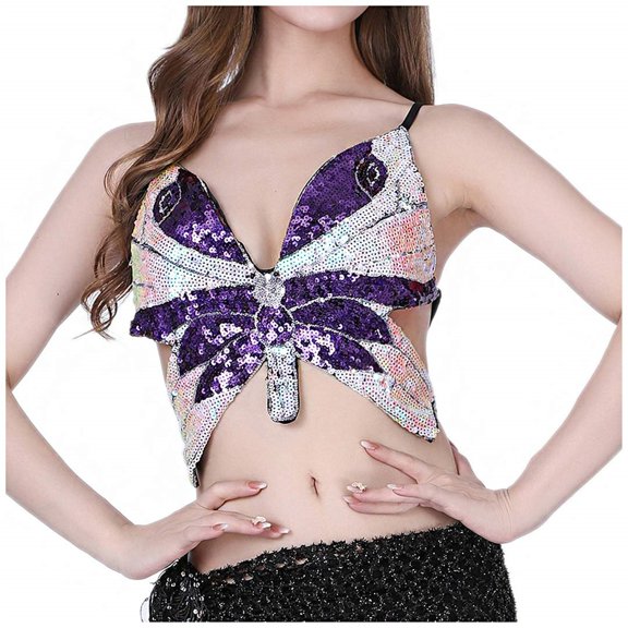 Uooqdmx Sequin Tank Top Cropped Tank Tops for Women Evening Wear for Women Spaghetti Strap Tank Top Mardi Gras Clothing Spaghetti Strap Tops for Women Sparkly Tank Top E One Size