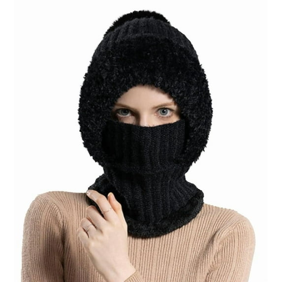 Uooqdmx Ski Masks Hood Scarf Winter Ski Mask Winter Face Mask for Women Winter Hats for Women Warm Ski Mask Neck Warmer Black M