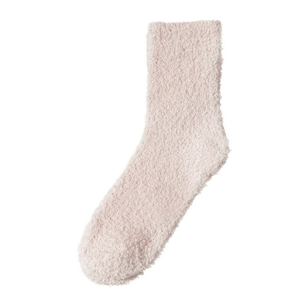 Uooqdmx Thick Fuzzy Socks, Warm Fuzzy Socks for Women, Fleece Socks, Cute Socks, Socks for Women Crew, Beige One Size