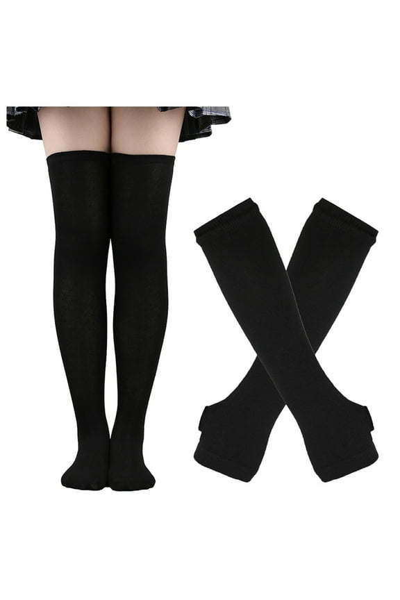 Thigh High Stockings, Knee High Boot Socks, Long Socks for Women, Leg Warmers, Thigh High Leg Warmers, Black One Size