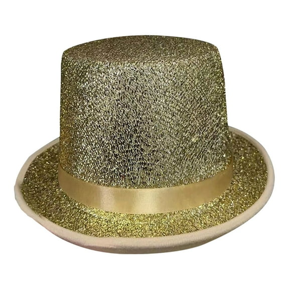 Uooqdmx Top Hat, Shiny Magician Hat, Jazz Hats, Victorian Top Hat, Party Accessories, Gold 2 A