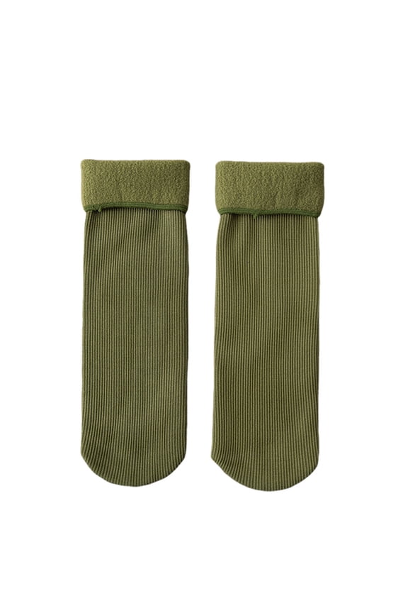 Warm Socks for Women, Fleece Lined Socks, Crew Socks Women, Warm Socks for Women Winter, Comfortable Socks for Women, Army Green One Size