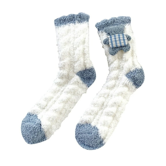Uooqdmx Warm Socks for Women Winter, House Socks for Women Indoor, Thermal Socks for Women, Fluzzy Socks, Womens Winter Socks, Blue One Size