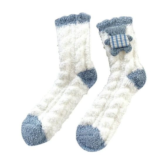 Uooqdmx Warm Socks for Women Winter, House Socks for Women Indoor, Thermal Socks for Women, Fluzzy Socks, Womens Winter Socks, Blue One Size