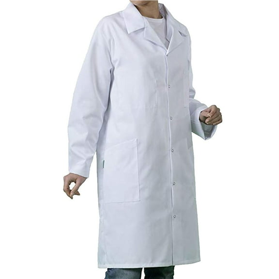 Uooqdmx White Lab Coat Knee Length Lab Coat Nurse Costume Lab Jackets for Women Chemistry Lab Coat Science Lab Coat Full Sleeve Long Medical Coat White L