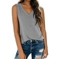 thumbnail image 1 of Uooqdmx Womens Tank Tops Loose Fit, V Neck Tank Tops for Women, Sleeveless Tops for Women, Basic Tank Tops for Women, Loose Tank Tops for Women, Dark Gray L, 1 of 5