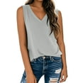 thumbnail image 1 of Uooqdmx Womens Tank Tops Loose Fit, V Neck Tank Tops for Women, Sleeveless Tops for Women, Basic Tank Tops for Women, Loose Tank Tops for Women, Gray L, 1 of 5