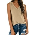 thumbnail image 1 of Uooqdmx Womens Tank Tops Loose Fit, V Neck Tank Tops for Women, Sleeveless Tops for Women, Basic Tank Tops for Women, Loose Tank Tops for Women, Khaki M, 1 of 5
