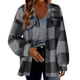 thumbnail image 1 of Uooqdmx Womens Winter Jacket,Shackets for Women,Winter Coat,Shackets For Women 2024 Winter Warm Fuzzy Plaid Shirt Jackets Plus Size Button Down Long Sleeve Coats,Womens Shacket,Faux Coat Gray L, 1 of 4