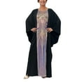 thumbnail image 1 of Uootdi Abaya Dress for Women Eid Bat Sleeve Party Dress for Women Sequins Dresses Muslim Gift Abaya Maxi Robe Moroccan Caftan, 1 of 7