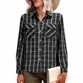 thumbnail image 1 of Uootdi Blouses for Women Dressy Casual Plaid Flannel Long Sleeve Shirts for Women Gift Loose Fit Button Down Shirt Flannel Blouse, 1 of 6