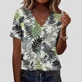 thumbnail image 1 of Uootdi Blouses for Women Dressy Casual Short Sleeve V Neck Floral Print Loose Fit Lightweight Summer Vacation Tops Gift, 1 of 8