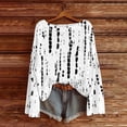 thumbnail image 1 of Uootdi Boho Tops for Women Gift Long Sleeve Tops for Women Vintage Floral Print Knit Pullover Oversized Contrast Stitching Color Tops, 1 of 3