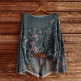 thumbnail image 1 of Uootdi Boho Tops for Women Gift Long Sleeve Tops for Women Vintage Floral Print Knit Pullover Oversized Contrast Stitching Color Tops, 1 of 3
