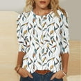 thumbnail image 1 of Uootdi Boho Tops for Women Shirts for Women 3/4 Gift Length Sleeve Tunic Blouses Print Tops Crew Neck Funny Graphic Tees, 1 of 5