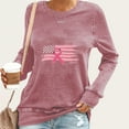 thumbnail image 1 of Uootdi Breast Cancer Awareness Crew Neck Long Sleeve Shirt Women Breast Cancer Survivor Tops Ribbon Graphic Pullover Gift Sweat shirt Fit Shirts, 1 of 4