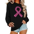 thumbnail image 1 of Uootdi Breast Cancer Awareness Crew Neck Long Sleeve Shirt Women Ribbon Graphic Pullover Sweatshirt Breast Cancer Survivo Gift r Tops Casual Loose, 1 of 4