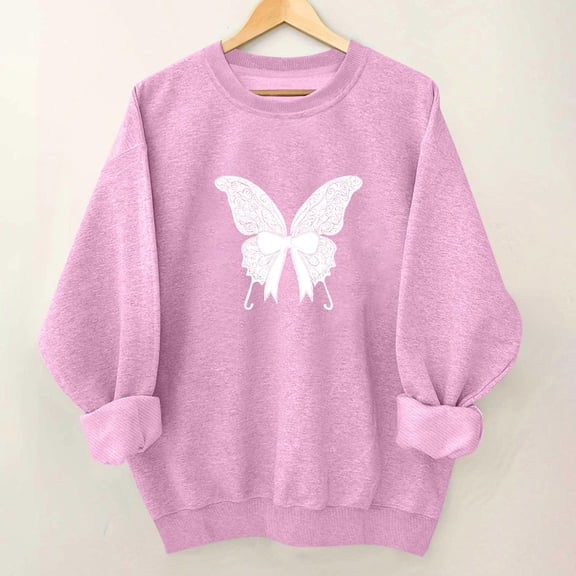 Uootdi Breast Cancer Long Sleeve Sweatshirts for Women Pink Ribbon Breast Gift Cancer Awareness Pullover Pink Crewneck Survivo r Sweatshirt Casual Y2k