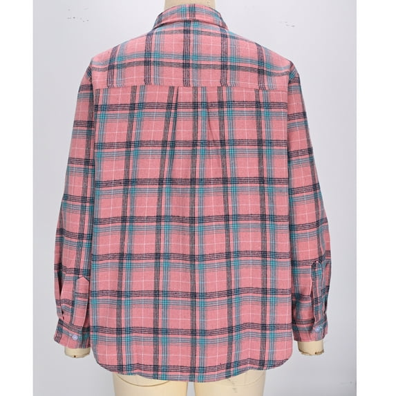 Uootdi Button Down Shirt for Gift Women Long Sleeve Plaid Flannel Cotton Shirts Shackets Business Casual Blouse Top