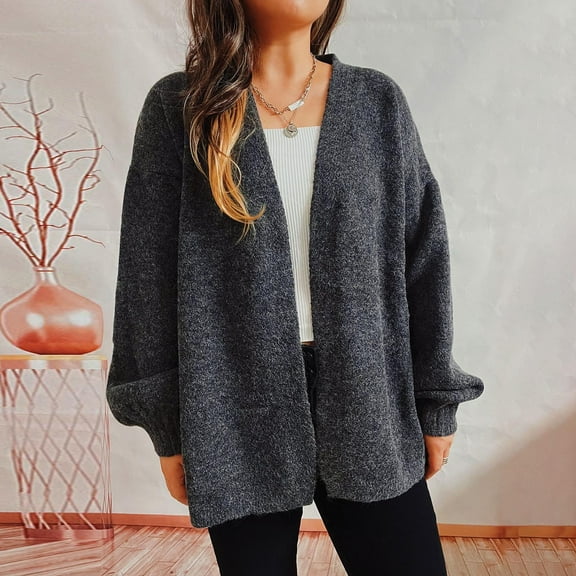 Uootdi Cardigan Gift Sweaters for Women Open Front Button Chunky Knit Sweaters Fall Winter Lightweight Soft Knit Outwear Coats