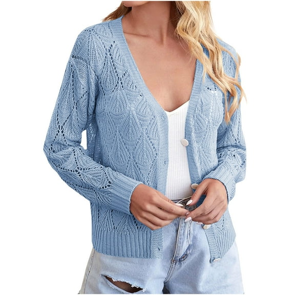 Uootdi Cardigan Gift Sweaters for Women Open Front Button Chunky Knit Sweaters Fall Winter Lightweight Soft Knit Outwear Coats