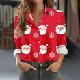 thumbnail image 1 of Uootdi Christmas Blouses for Women Dressy Casual Button Down Long Sleeve Shirts for Women Collared Cute Christmas Printed Gift T ops Business, 1 of 5