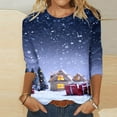 thumbnail image 1 of Uootdi Christmas Gifts Christmas Shirts for Women 3/4 Sleeve Round Neck Tunic Tops Glitter Xmas Tree Print Tshirt Gift Pullover Blouses, 1 of 5