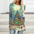thumbnail image 1 of Uootdi Christmas Gifts Plus Size Long Sleeve Shirts Womens Xmas Gift Tree Santa Snowflake Deer Graphic Long Shirts Crewneck, 1 of 5
