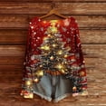 thumbnail image 1 of Uootdi Christmas Graphic Print Long Sleeve Sweaters for Women Crewneck Drop Shoulder Knit Pullover Cute Gift Santa Claus Fall Tu nics Tops, 1 of 5