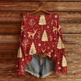 thumbnail image 1 of Uootdi Christmas Graphic Print Long Sleeve Sweaters for Women Crewneck Drop Shoulder Knit Pullover Cute Gift Santa Claus Fall Tu nics Tops, 1 of 6