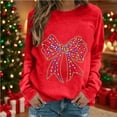 thumbnail image 1 of Uootdi Christmas Light Long Sleeve Sweatshirt Womens Christmas Bow Sweatshirt Winter Gift Holiday Party Crewneck Fall Xmas Out fits, 1 of 4
