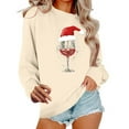 thumbnail image 1 of Uootdi Christmas Long Sleeve Gift Sweatshirts for Women Crewneck Christmas Gnome Wine Glass Cute Santa Hat Xmas Tree Graphic T-S hirts, 1 of 6