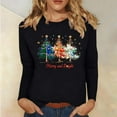 thumbnail image 1 of Uootdi Christmas Long Sleeve Shirts Gift for Women Tunic Blouses Cute Xmas Printed Tops Crew Neck Graphic Tees, 1 of 6