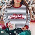 thumbnail image 1 of Uootdi Christmas Long Sleeve Sweatshirts For Women Oversized Embroidered Striped Merry Christmas Letter Gift Printed Pullove r Ugly Xmas Sweater Tops, 1 of 9