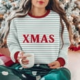 thumbnail image 1 of Uootdi Christmas Long Sleeve Sweatshirts Gift For Women Oversized Embroidered Striped Merry Christmas Letter Printed Pullove r Ugly Xmas Sweater Tops, 1 of 9