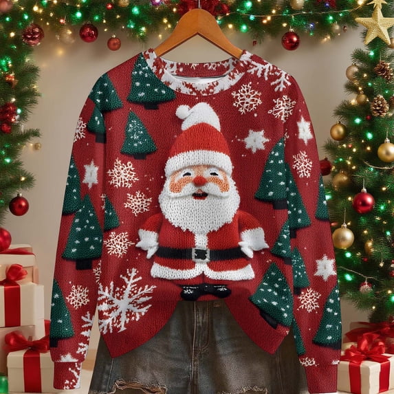Uootdi Christmas Long Sleeve Sweatshirts for Women Crewneck Cartoon Funny Xmas Cute Snowman Print Sweater Sweaters Gift Holida y Pullover
