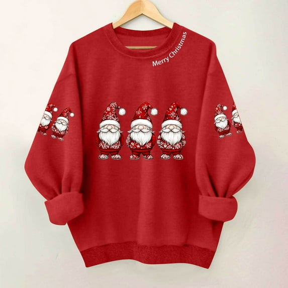 Uootdi Christmas Long Sleeve for Gift Women Matching Christmas Sweater for Family Christmas Cat Merry Christmas Xmas Tree Chris tmas Lights Sets
