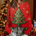 thumbnail image 1 of Uootdi Christmas Sweaters for Women Vintage Christmas Tree Xmas Print Long Sleeve Knit Sweaters Holiday Pullover Artful Cozy Sweaters Gift, 1 of 7