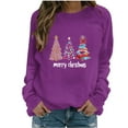 thumbnail image 1 of Uootdi Christmas Sweatshirts for Women Christmas Trees Snowflake Snowman Reindeer Sequined Print Gift Blouse Long Sleeve T Shi rts for Women, 1 of 4