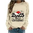 thumbnail image 1 of Uootdi Christmas Sweatshirts for Women Christmas Trees Snowflake Snowman Reindeer Sequined Print Gift Blouse Long Sleeve T Shi rts for Women, 1 of 4