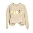 thumbnail image 1 of Uootdi Christmas Sweatshirts for Women Christmas Trees Snowflake Snowman Reindeer Sequined Print Gift Blouse Long Sleeve T Shi rts for Women, 1 of 6