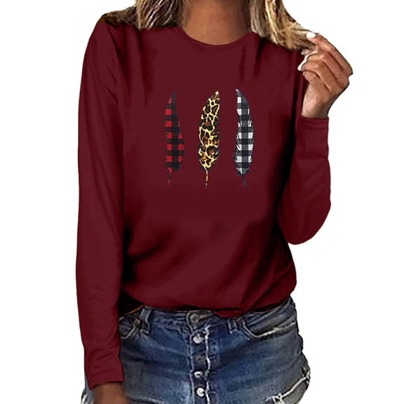 Uootdi Christmas Sweatshirts for Women Gift Christmas Trees Snowflake Snowman Reindeer Sequined Print Blouse Long Sleeve T Shi rts for Women