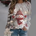 thumbnail image 1 of Uootdi Christmas Sweatshirts for Women Gift Christmas Trees Snowflake Snowman Reindeer Sequined Print Blouse Long Sleeve T Shi rts for Women, 1 of 7