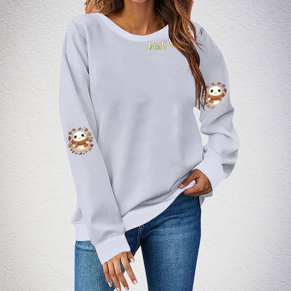 Uootdi Christmas Sweatshirts for Women Gift Cute Graphic Crew Neck Pullover Long Sleeve Sweatshirt Winter Holiday Fashion Tren dy Outfits