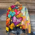 thumbnail image 1 of Uootdi Colorful Sweatshirts for Women Cute Love Heart Graphic Crewneck Long Sleeve Shirts Casual Fall Winter Spring Colorblock Pullover Tops Gift, 1 of 5