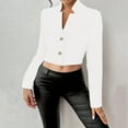 thumbnail image 1 of Uootdi Cropped Blazers for Women Button Down Long Sleeve Business Casual Suit Slim Fitted Jacket Trendy Gift Dressy Work Office B, 1 of 7