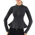 thumbnail image 1 of Uootdi Denim Dress Tops Casual Peplum Jackets for Women Zip Front Athletic Workout Long Sleeve Jackets Ruffle Blazer Coats Gift, 1 of 3